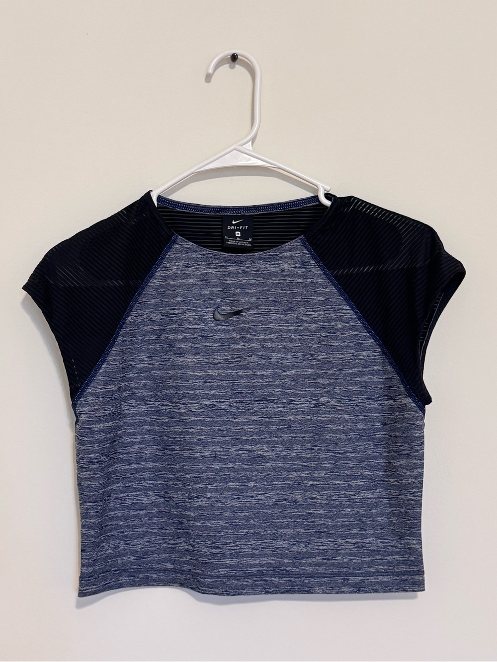 Nike Heathered Navy & Black Crop Performance Tee